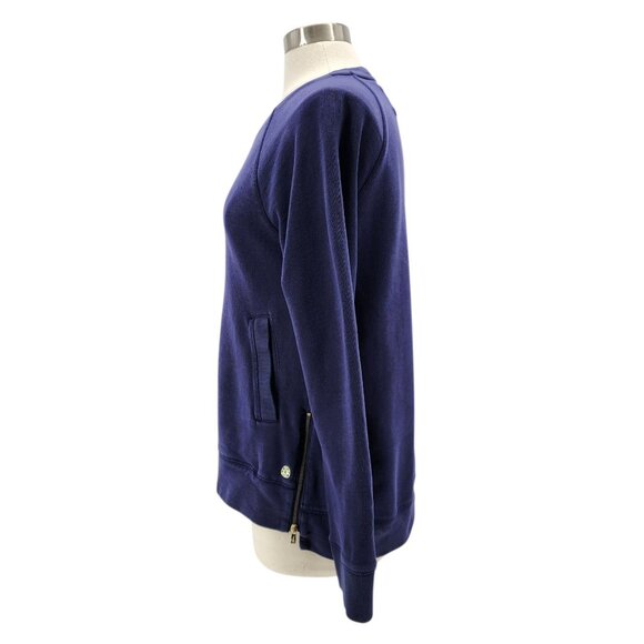 Lilly Pulitzer Womens Medium Sweatshirt Luxletic Beach Comber Pullover Navy Blue - Picture 3 of 11